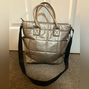 Nautica Quilted Crossbody Purse Chrome w black straps